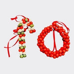 Vintage Set 2x Wood Beaded Wreath Candy Cane Christmas Ornaments 3.5" Rare VG