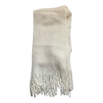 White Mohair Blend Scarf 76x8 Fringe Knit Neck Warmer Women's VG
