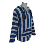 Mexican Baja Hoodie L Rainbow Rug Jumper Unisex Blue Grey Black Surf Poncho New