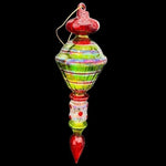 Vintage Italian Art Deco Green Red Spiral Glass Christmas Ornament 10" Jumbo NIB