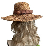 Vintage Bucket Hat LIZ CLAIBORNE Women's Beige Woven Beach Hat Wide Brimmed Hat