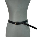 Men’s Belt JOS. A. BANK Black Croco Pattern Genuine Italian Leather Gold Buckle