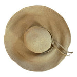 Vintage Beige Woven Bucket Hat Womens Wide Brim Sun Protection Rope Bow One Size