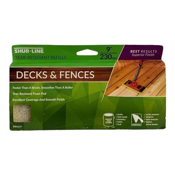 SHUR-LINE 9" Tear Resistant Deck Fence Refill Pad Paint Stain Applicator NIP
