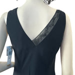 Vintage Jones NY Black V-Neck Ruffle Beaded Midi Ball Gown Dress Size 10 NWT