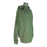 Human Women's Olive Green Hooded Windbreaker Parka L Half Zip Polyester VG
