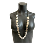 Womens Silver Modernist Square Panel Link Necklace 36-40" Adjustable Statement