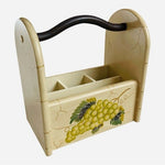 Vintage Handcrafted Ceramic Caddy 9" Grape Design Utensil Holder Black Handle