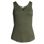 NO BOUNDARIES Womens Tank Top XXXL Green V Neck Ring Accent Rayon Stretch NWT
