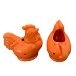 Temptations Orange Polka Dot Chicken Rooster Creamer Sugar Pot Set Ceramic VG