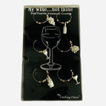 6 Wine Charms Lindsay Claire My Wine Not Thine Fine Pewter Stemware NIB