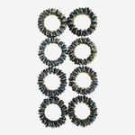 Vintage Blue Beaded Napkin Ring Holders Set of 8 1.5in VG