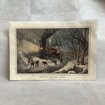 Currier & Ives American Railroad Snow Bound Lithograph Reproduction Poster 12x6