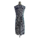 Loft Ann Taylor Women's Navy Blue White Paisley Midi Dress 6 Stretch Sleeveless