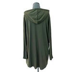 Cyrus Women's Khaki Green Long Blazer Cardigan M Open Front Hooded Duster VG