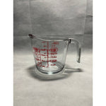 Anchor Hocking 2 Cup Glass Measuring Cup Vintage Red Lettering 6.5" Clear NWOT