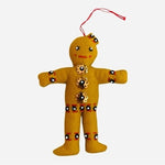 Handmade Felted Gingerbread Man Christmas Ornament 5"x4" Fabric Stuffed Xmas VG