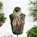 Grey Pashmina Scarf with Fringe 72"x27" Shawl Wrap Neck Warmer VG