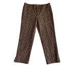 Dana Buchman Brown Floral Crochet Straight Leg Ankle Pants Size 6 Cotton Lined