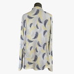 Lady Pinseeker Yellow Palm Print Golf Shirt 2XL Mock Neck Zip Long Sleeve NWT