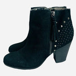 GUESS Black Suede Leather Ankle Boots Women’s 9.5 Spike Fringe Tassel
