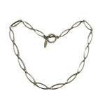 NY&Co Silver Tone Oval Link Chain Choker Necklace Pendant Clasp Costume Jewelry