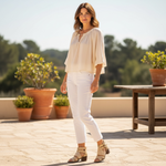 AVENUE CLOUDWALKERS Abby Beige Crochet Block Heel Sandals Size 9M NIB
