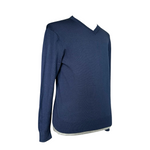 Saks Fifth Avenue Men's Navy Blue Wool V-Neck Pullover Sweater Size L VG