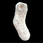 Francesca's Eyelashpop Fleece Lined Socks Ivory Anti-Slip Crew Unisex NWT
