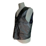 Scully Men's Black Genuine Leather Vest 48 5-Button Western Satin Lined VG