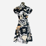 Diane Von Furstenberg Edan Wrap Dress Normandie Bloom Geometric Black White Tan
