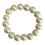 Women's Iridescent White Beaded Stretch Bracelet 7" Single Strand Elastic EXC