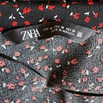 ZARA Floral Print Double Breasted Romper Jumpsuit Black Red White Medium VG