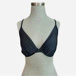 WINGS Black Nylon Spandex DD Cup Drawstring Swim Bra Top Womens Swimwear VG