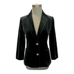 SASKIA Sport Black Velvet Gold Button Blazer Jacket Women Size 8 Japan VG