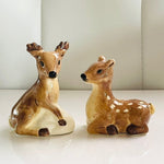 Vintage Porcelain Elk Couple Salt Pepper Shaker Set 3.7 Hand Painted Collectible