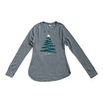 Old Navy Essential Rib Knit Long Sleeve Xmas Tree Shirt Gray Women L