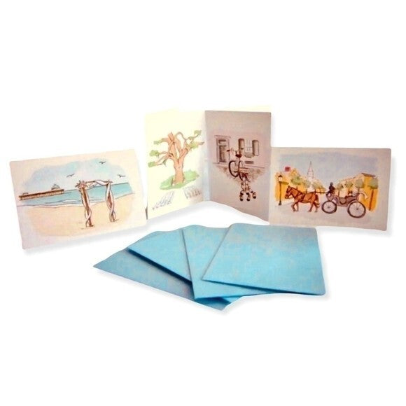 New Collectible Set of 4x CHARLESTON Wedding Theme Mini Postcards with Envelops