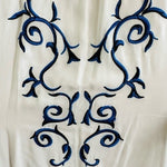 Lulus Down in Kokomo Mini Dress M White Blue Tassel Floral Embroidery Rayon EXC