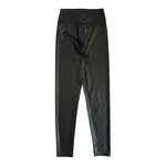 Everbellus Black PU Faux Leather High Rise Leggings Womens Activewear S VG