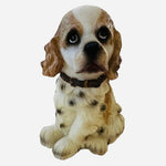Dog Mate Sitting Cocker Spaniel Puppy Figurine Resin Statue 7" White Tan Black