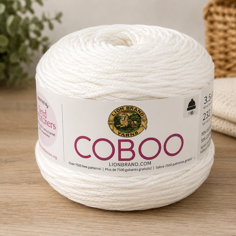 Lion Brand Coboo Yarn White Color 100 Cotton Bamboo Blend 3.5oz New 1 Skien