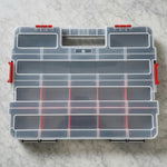 17-Compartment Tool Storage Box Organizer Red Black White 14.75"x11.5" Removable