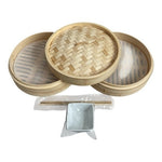 KitchenCrust 10" 2-Tier Bamboo Steamer Set with Chopsticks Sauce Dish NOB