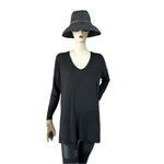 CUPIO Women's Black V-Neck Sweater Size M Modal Spandex Long Sleeve Pullover VG