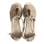 Journee Collection Kedzie Gold Tan Faux Suede Wedge Sandals Women’s Size 7 NWOB