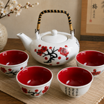 Japanese Cherry Blossom Ceramic Tea Set 22oz Teapot 4 Cups NIB Sakura Design NIB