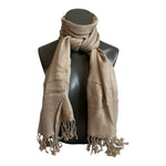 Grey Pashmina Scarf with Fringe 72"x27" Shawl Wrap Neck Warmer VG