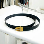 Rare Vintage YSL Yves Saint Laurent Black Genuine Leather Gold Silver Buckle 44