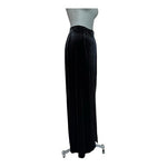 Vintage Black Velvet Bodycon Maxi Skirt Front Slit Pull On Size 10